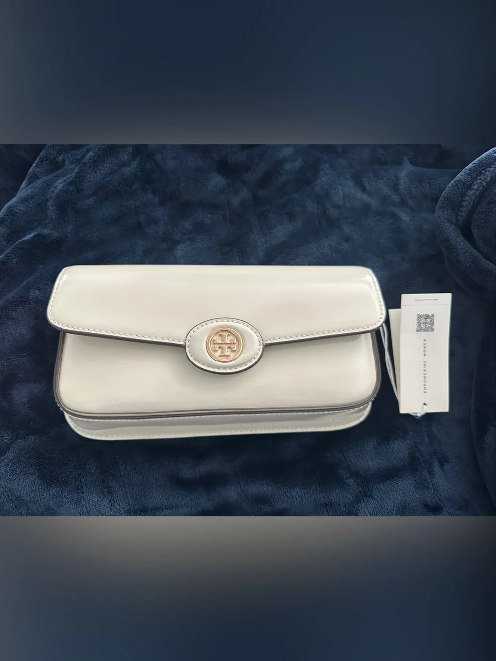 Tory Burch Robinson Cream Leather Convertible Crossbody with Gold Logo - Picture 1 of 5